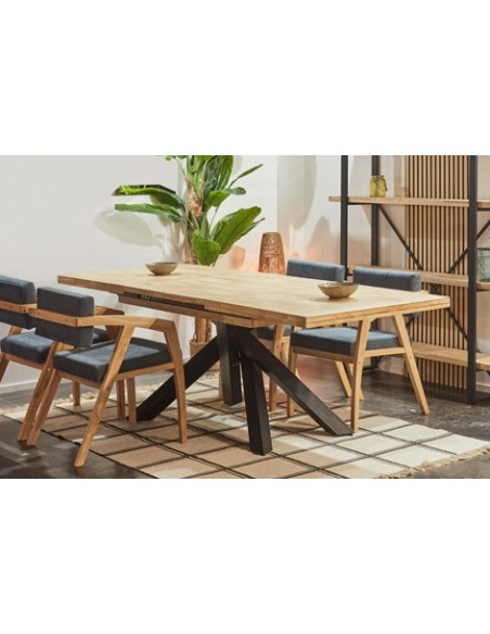 MESA COMEDOR EXTENSIBLE XENA 160 - 200 - 240 x 90 CM  ROBLE NORDISH / NEGRO