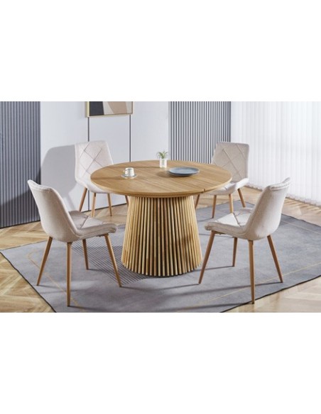 MESA COMEDOR REDONDA EXTENSIBLE KEANU 120 - 160 - 200 x 120 CM OAK