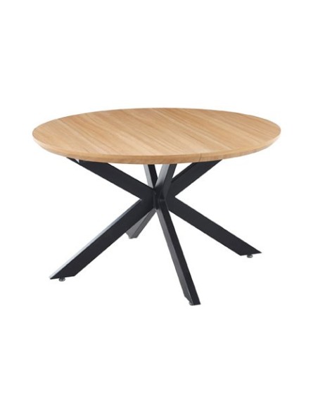 MESA COMEDOR REDONDA EXTENSIBLE CROSS 130 - 170 - 210 x 130 CM OAK / NEGRO