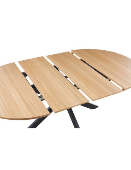 MESA COMEDOR REDONDA EXTENSIBLE CROSS 130 - 170 - 210 x 130 CM OAK / NEGRO