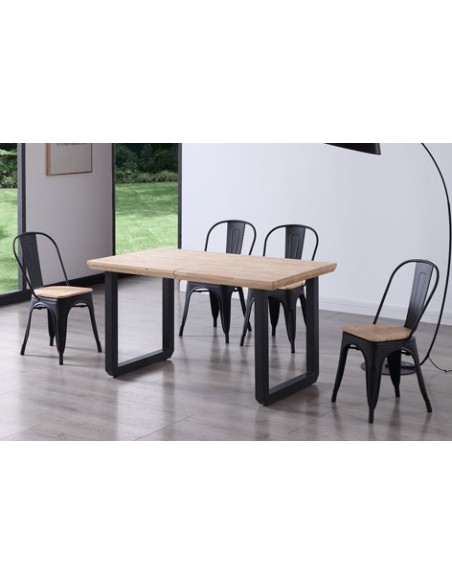 MESA COMEDOR EXTENSIBLE ROMA 140 - 180 - 220 x 80 CM  ROBLE NORDISH / NEGRO
