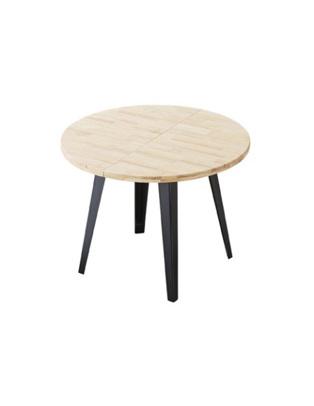 MESA COMEDOR REDONDA EXTENSIBLE BERG-E 100 - 140 - 180 CM ROBLE NORDISH / NEGRO