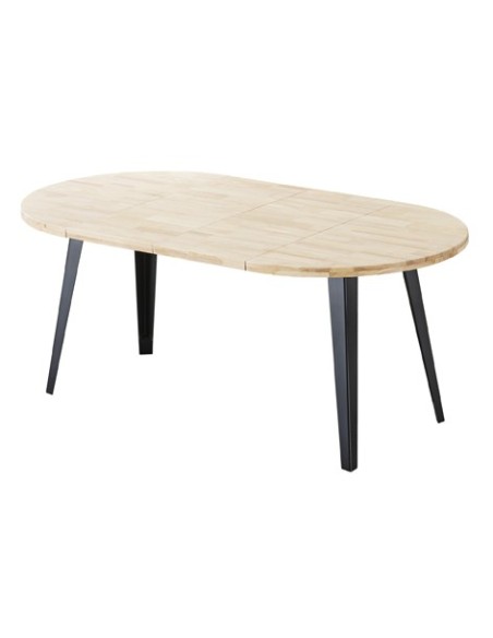 MESA COMEDOR REDONDA EXTENSIBLE BERG-E 100 - 140 - 180 CM ROBLE NORDISH / NEGRO
