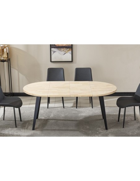 MESA COMEDOR REDONDA EXTENSIBLE BERG-E 100 - 140 - 180 CM ROBLE NORDISH / NEGRO