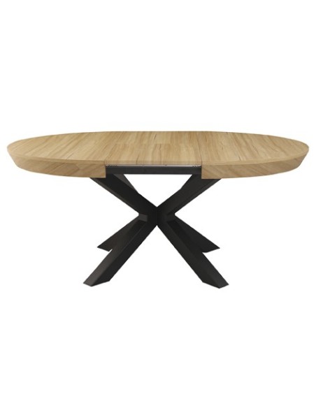 MESA COMEDOR REDONDA EXTENSIBLE BRADLEY 130 - 180 x 130 CM OAK / NEGRO