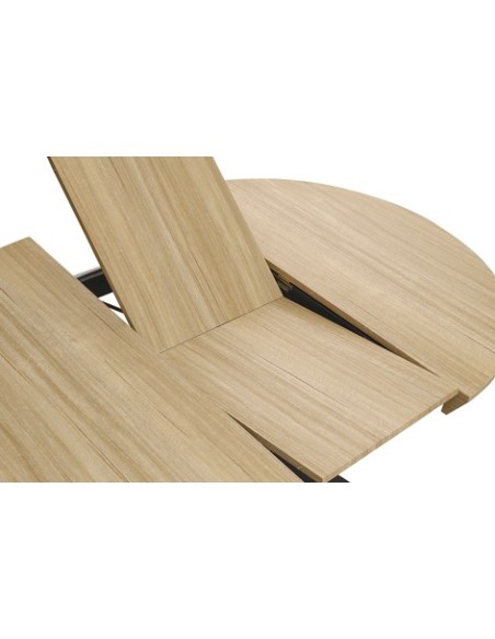 MESA COMEDOR REDONDA EXTENSIBLE BRADLEY 130 - 180 x 130 CM OAK / NEGRO