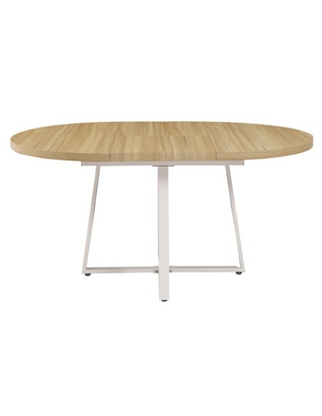 MESA COMEDOR REDONDA EXTENSIBLE SOFIA 110 - 160 x 110 CM OAK / BLANCO