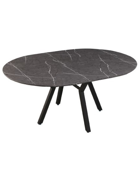 MESA COMEDOR REDONDA EXTENSIBLE PAUL 130 - 160 X 130 CM CERAMIC VULCANO / NEGRO