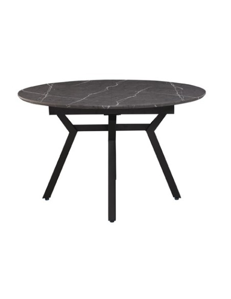 MESA COMEDOR REDONDA EXTENSIBLE PAUL 130 - 160 X 130 CM CERAMIC VULCANO / NEGRO