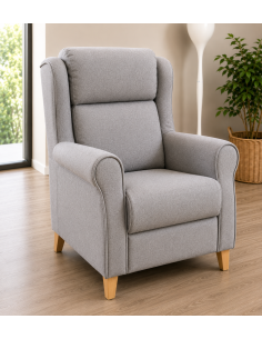 Sillón orejero gris con...