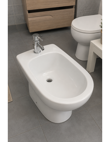 Bidé de suelo blanco de diseño ovalado