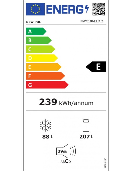 Frigorífico Combi New Pol NWC186ELD.2 No Frost Multicooling Blanco 186 cm
