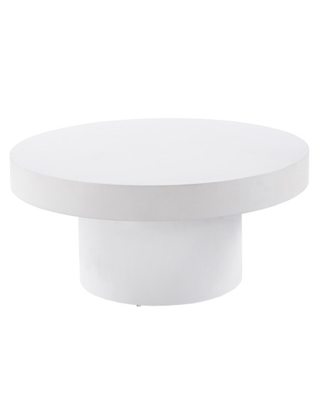 MESA BAJA REDONDA 90 CM MICROCEMENTO BLANCO