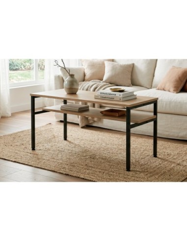MESA CENTRO DECK 80 x 40 CM OAK / NEGRO