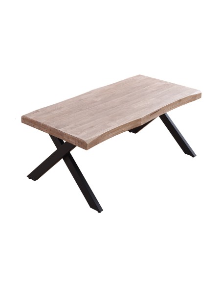 MESA CENTRO ELEVABLE XENA 120 X 66 CM TAPA CON FORMA ROBLE HONEY  / NEGRO.