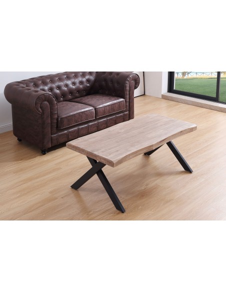 MESA CENTRO ELEVABLE XENA 120 X 66 CM TAPA CON FORMA ROBLE HONEY  / NEGRO.