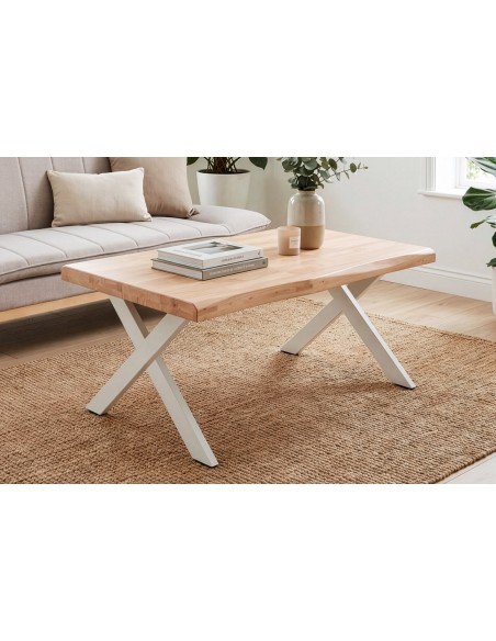 MESA CENTRO ELEVABLE XENA 120 X 66 CM TAPA CON FORMA ROBLE NORDISH  / BLANCO.