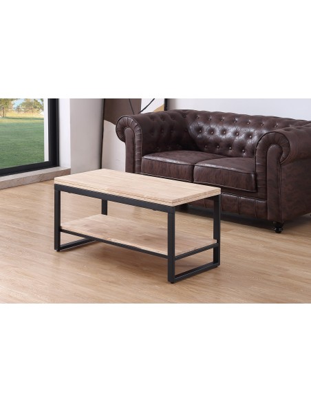 MESA CENTRO ELEVABLE Y EXTENSIBLE STEVE 100 x 45 CM ROBLE NORDISH / NEGRO.