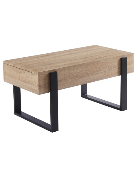 MESA CENTRO ELEVABLE 110 X 60 CM INDUSTRIAL OAK / NEGRO.
