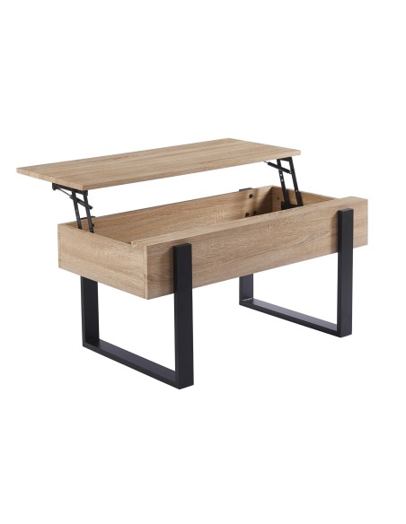 MESA CENTRO ELEVABLE 110 X 60 CM INDUSTRIAL OAK / NEGRO.