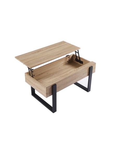 MESA CENTRO ELEVABLE 110 X 60 CM INDUSTRIAL OAK / NEGRO.