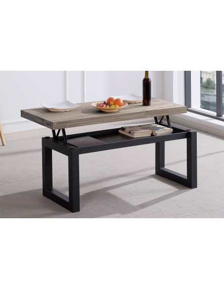 MESA CENTRO ELEVABLE LOFT 120 x 60 CM ROBLE  AMERICAN / NEGRO.