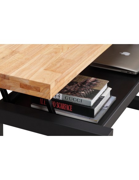 MESA CENTRO ELEVABLE LOFT 120 x 60 CM ROBLE NORDISH/ NEGRO.