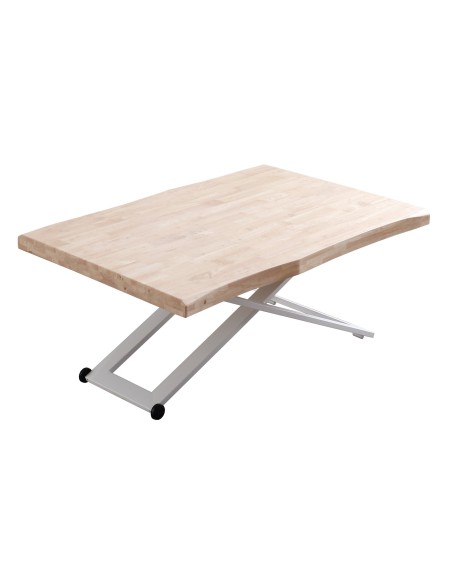 MESA CENTRO ELEVABLE ZOE 120 x 80 CM ROBLE NORDISH / BLANCO TAPA CON FORMA.