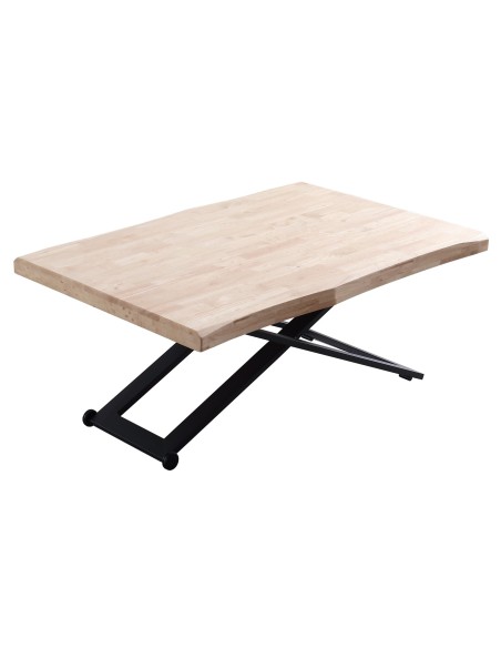 MESA CENTRO ELEVABLE ZOE 120 x 80 CM ROBLE NORDISH / NEGRO TAPA CON FORMA.