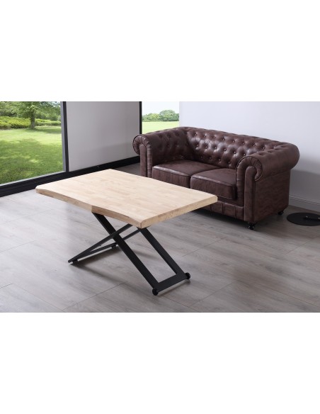 MESA CENTRO ELEVABLE ZOE 120 x 80 CM ROBLE NORDISH / NEGRO TAPA CON FORMA.