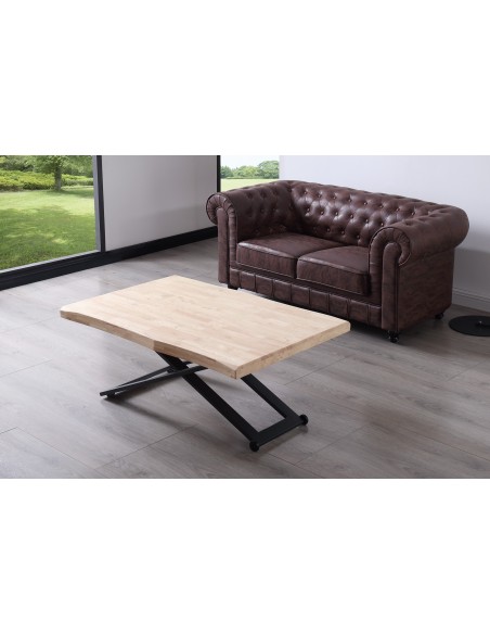MESA CENTRO ELEVABLE ZOE 120 x 80 CM ROBLE NORDISH / NEGRO TAPA CON FORMA.