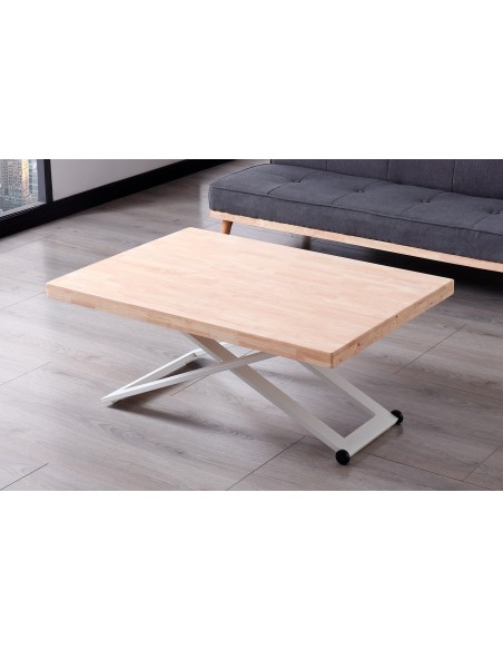 MESA CENTRO ELEVABLE ZOE 120 x 80 CM ROBLE NORDISH / BLANCO
