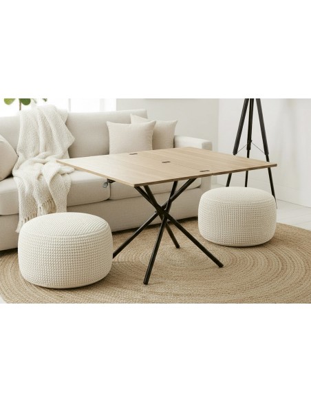 MESA CENTRO ELEVABLE Y EXTENSIBLE KATY 100 x 57 - 114 CM OAK / NEGRO