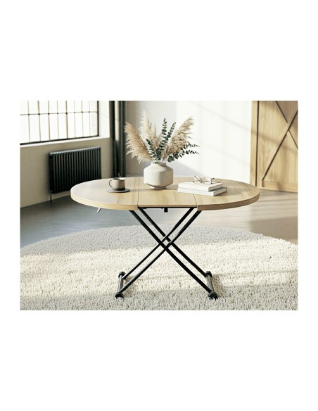MESA CENTRO ELEVABLE Y EXTENSIBLE 100 - 140 CM GAGA OAK / NEGRO