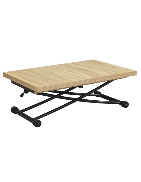 MESA CENTRO ELEVABLE Y EXTENSIBLE 100 - 130 - 160 CM TAYLOR OAK / NEGRO.
