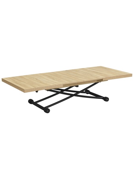 MESA CENTRO ELEVABLE Y EXTENSIBLE 100 - 130 - 160 CM TAYLOR OAK / NEGRO.