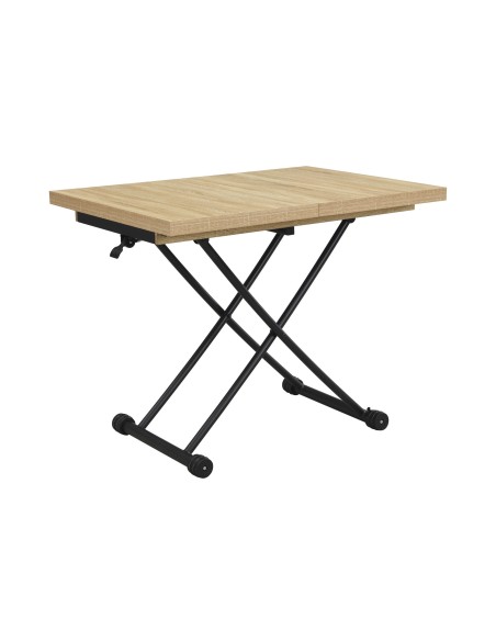 MESA CENTRO ELEVABLE Y EXTENSIBLE 100 - 130 - 160 CM TAYLOR OAK / NEGRO.