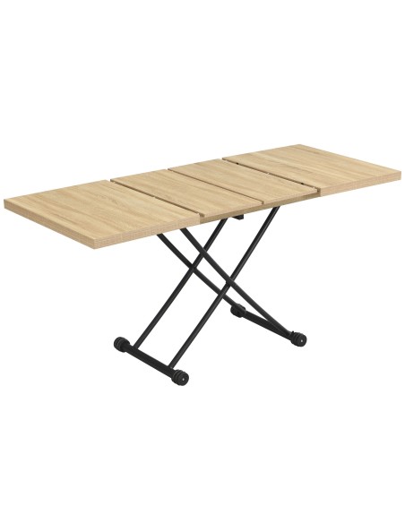 MESA CENTRO ELEVABLE Y EXTENSIBLE 100 - 130 - 160 CM TAYLOR OAK / NEGRO.
