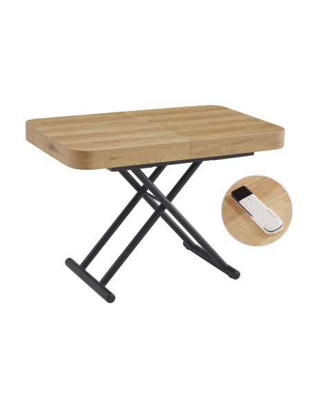 MESA CENTRO ELEVABLE Y EXTENSIBLE 120 - 160 - 200 CM CON ELEVACION ELECTRICA TURIN OAK / NEGRO