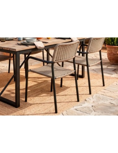 SILLA DE EXTERIOR SAVA MIMBRE / NEGRO