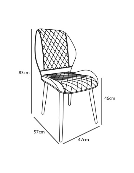 SILLA TAPIZADA AMLES GRIS CON PATAS METÁLICAS