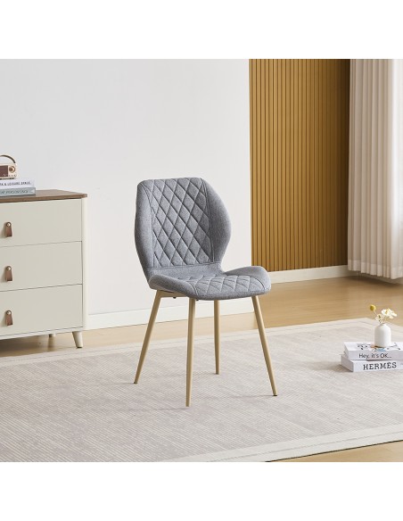 SILLA TAPIZADA AMLES GRIS CON PATAS METÁLICAS