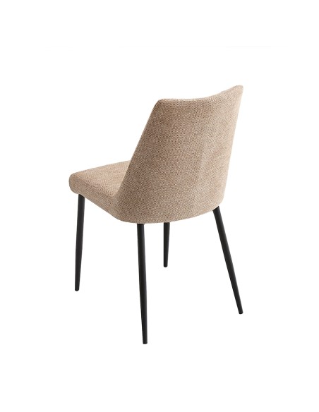 SILLA TAPIZADA MORGAN BEIGE CON PATAS NEGRAS
