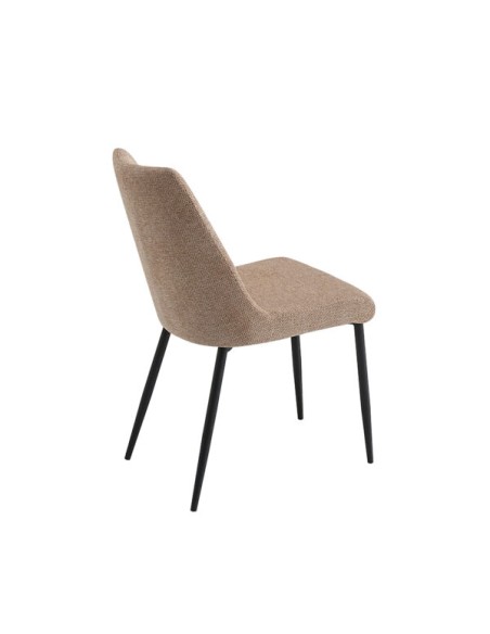 SILLA TAPIZADA MORGAN BEIGE CON PATAS NEGRAS