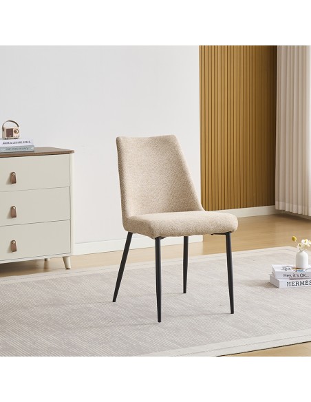 SILLA TAPIZADA MORGAN BEIGE CON PATAS NEGRAS