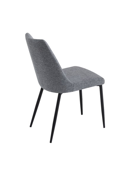 SILLA TAPIZADA MORGAN GRIS CON PATAS NEGRAS