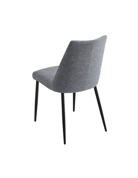 SILLA TAPIZADA MORGAN GRIS CON PATAS NEGRAS