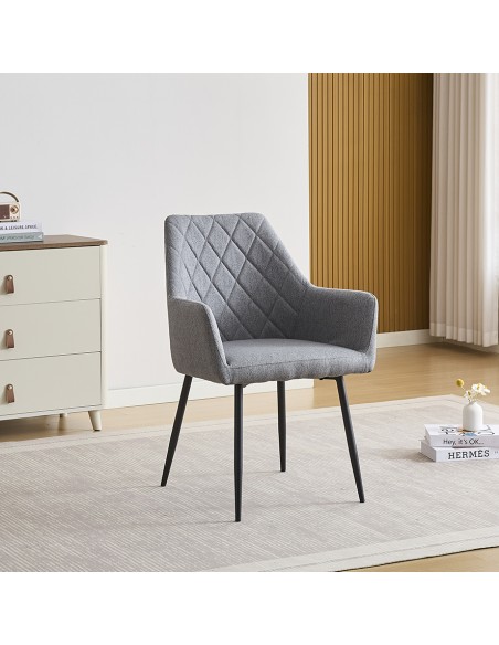 SILLÓN TAPIZADO DEVON CON BRAZOS Y PATAS NEGRAS