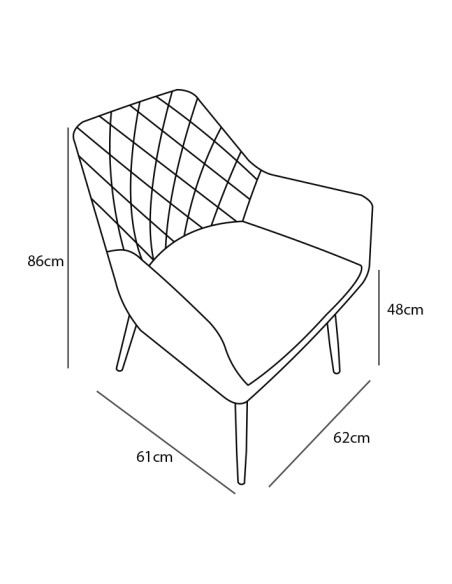 SILLÓN TAPIZADO DEVON CON BRAZOS Y PATAS NEGRAS