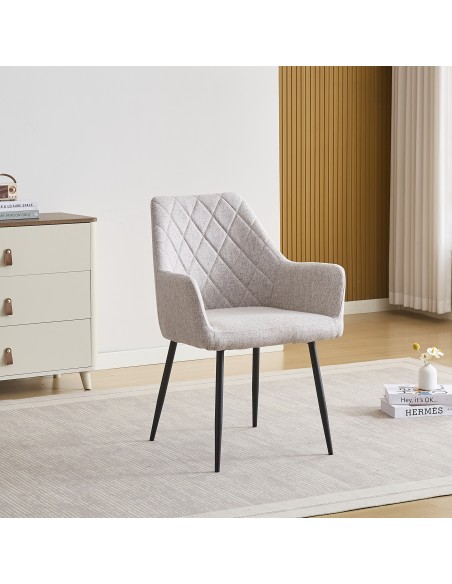 SILLÓN TAPIZADO DEVON CON BRAZOS Y PATAS NEGRAS